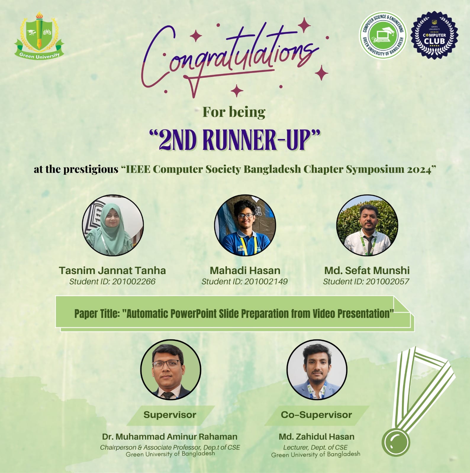 Congratulations to Our Talented Students