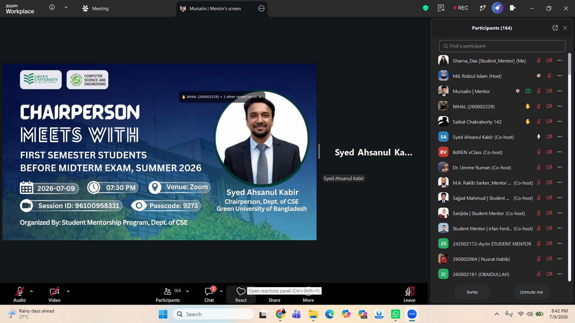 Department of CSE Mentorship Program Guides Freshers Ahead of Summer 2026 Midterms