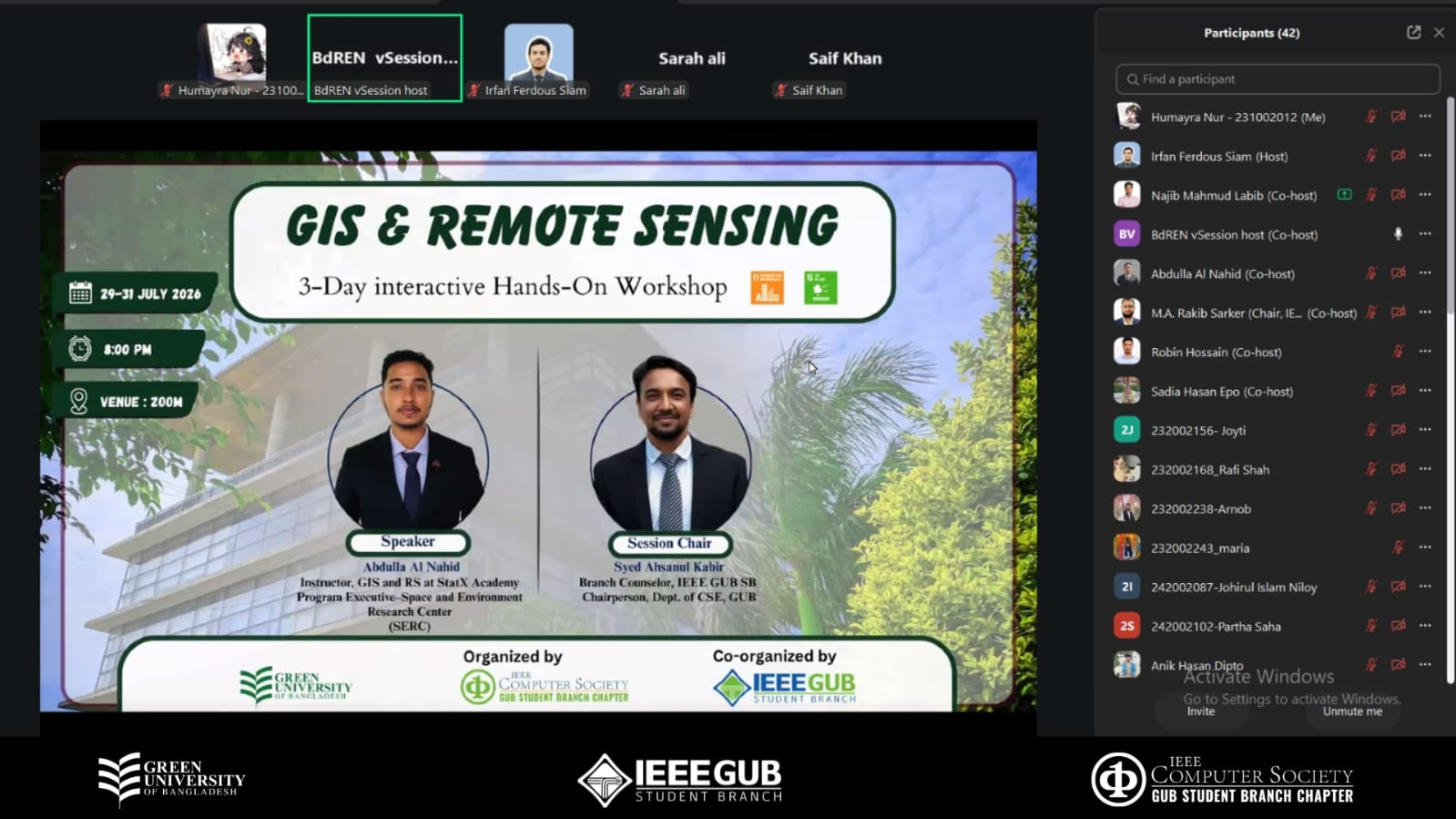 IEEE CS GUB SBC Successfully Organizes 3-Day Hands-On Workshop on GIS & Remote Sensing