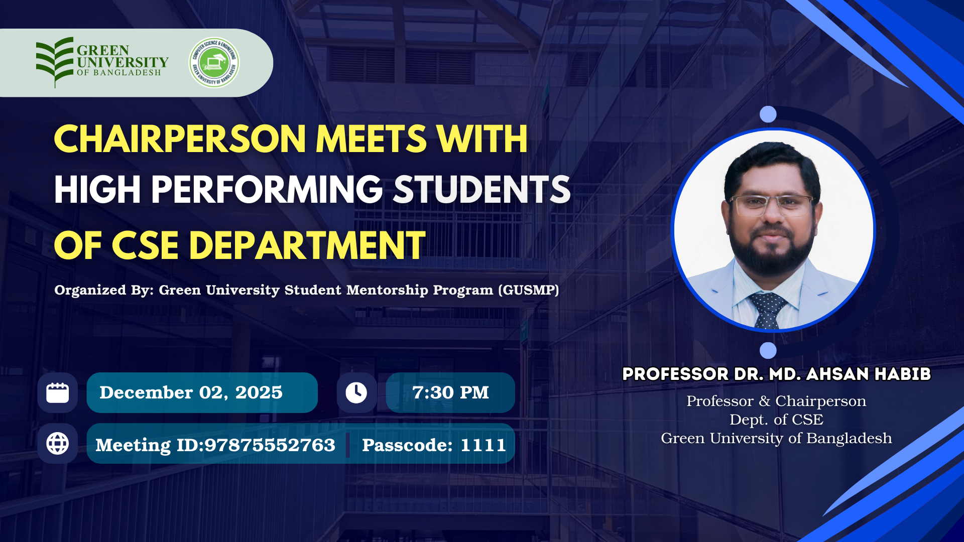 Chairperson Meets with High Performing Students of CSE Deptpartmnet