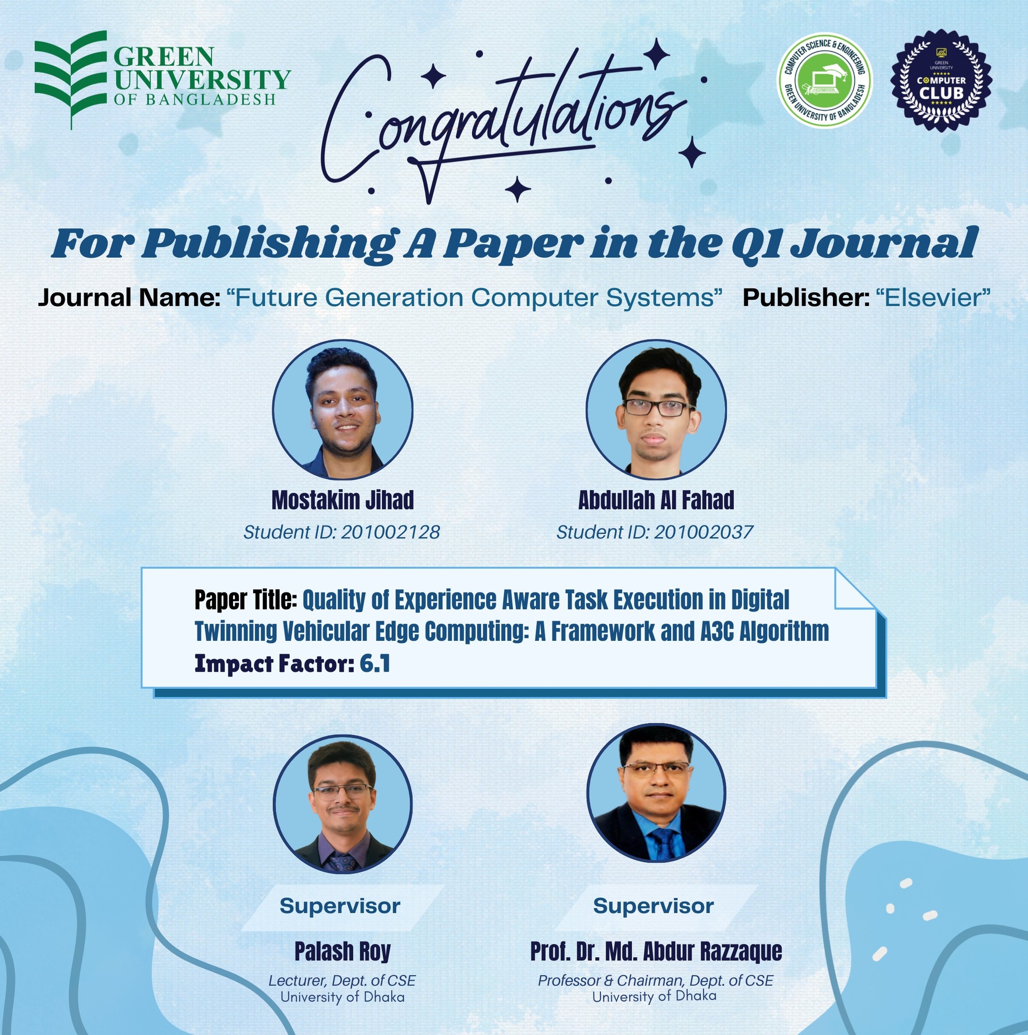 Student Achievement: Paper Published in Q1 Journal
